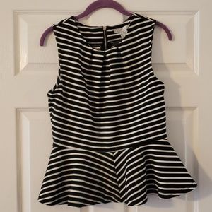WDNY Striped Peplum Blouse